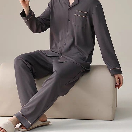 2025 Sleepwear Men's High-Value Long Sleeve Long Pants Plus Size Youth Student Homewear Suit