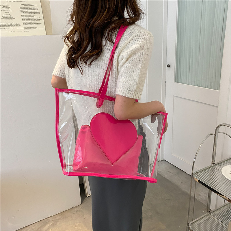 2024 New College Student Classroom Summer Transparent Jelly Single Shoulder Handbag Large Capacity Mother and Child Bag_voghion.com