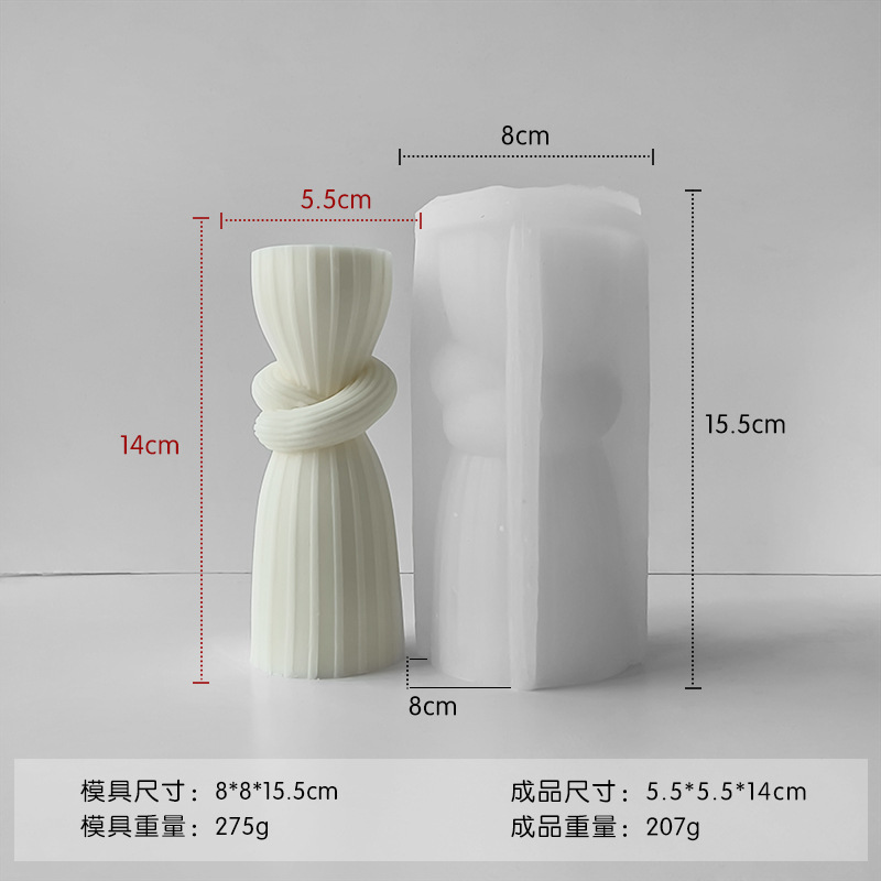 Jiahuimei molde de vela cilíndrica a rayas DIY ondulado pilar redondo aromaterapia yeso adorno molde de silicona