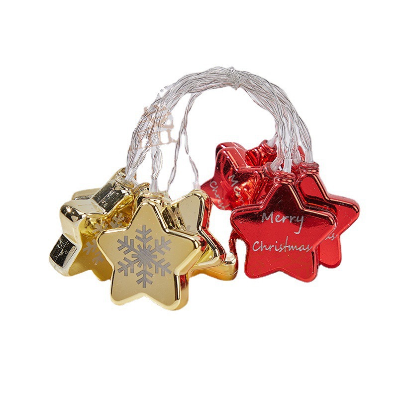 Navidad atmósfera de color LED impresión de color bola galvanizada estrella colgante string de luz árbol de Navidad decoración escena