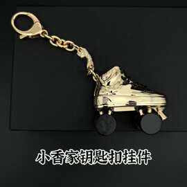 欧美跨境热卖小香音符溜冰鞋吊坠项链金色个性网红简约复古钥匙扣