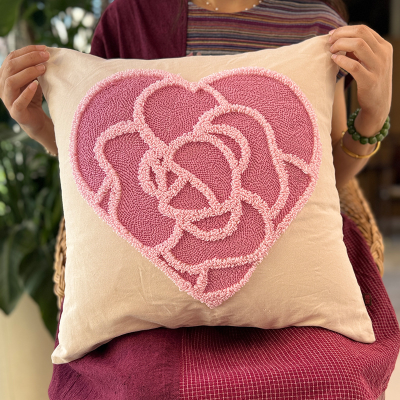 Nuevo tipo de funda de almohada de ruso bordado Lu bordado mano flor estereoscópica funda de cojín de sofá