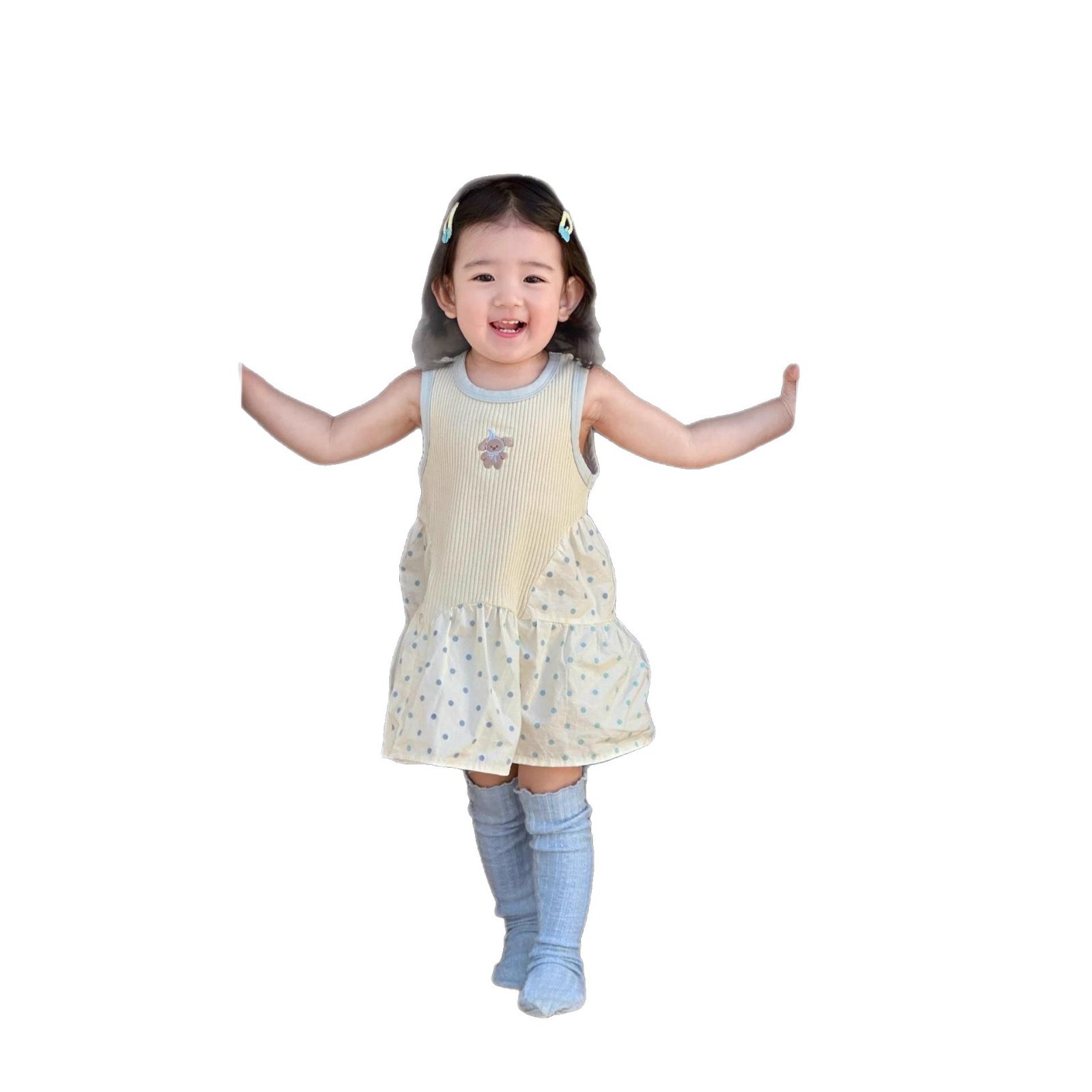 Ropa para niñas, ropa para niños coreanos, tesoros femeninos, bordados, estilo occidental, lunares, falda de cola de pez irregular, falda de chaleco de princesa, estilo de moda