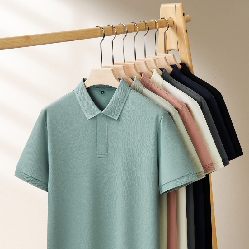100% Pique Cotton Polo Shirt for Men, Summer Large Size Business Casual Turn-Down Collar T-Shirt, Extra Large Pure Cotton Short Sleeve