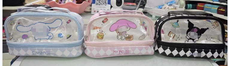 23 nuevos fabricantes transfronterizos de dibujos animados de gran capacidad de la bolsa de lápiz de almacenamiento estudiante hecho a mano transparente caja de papelería