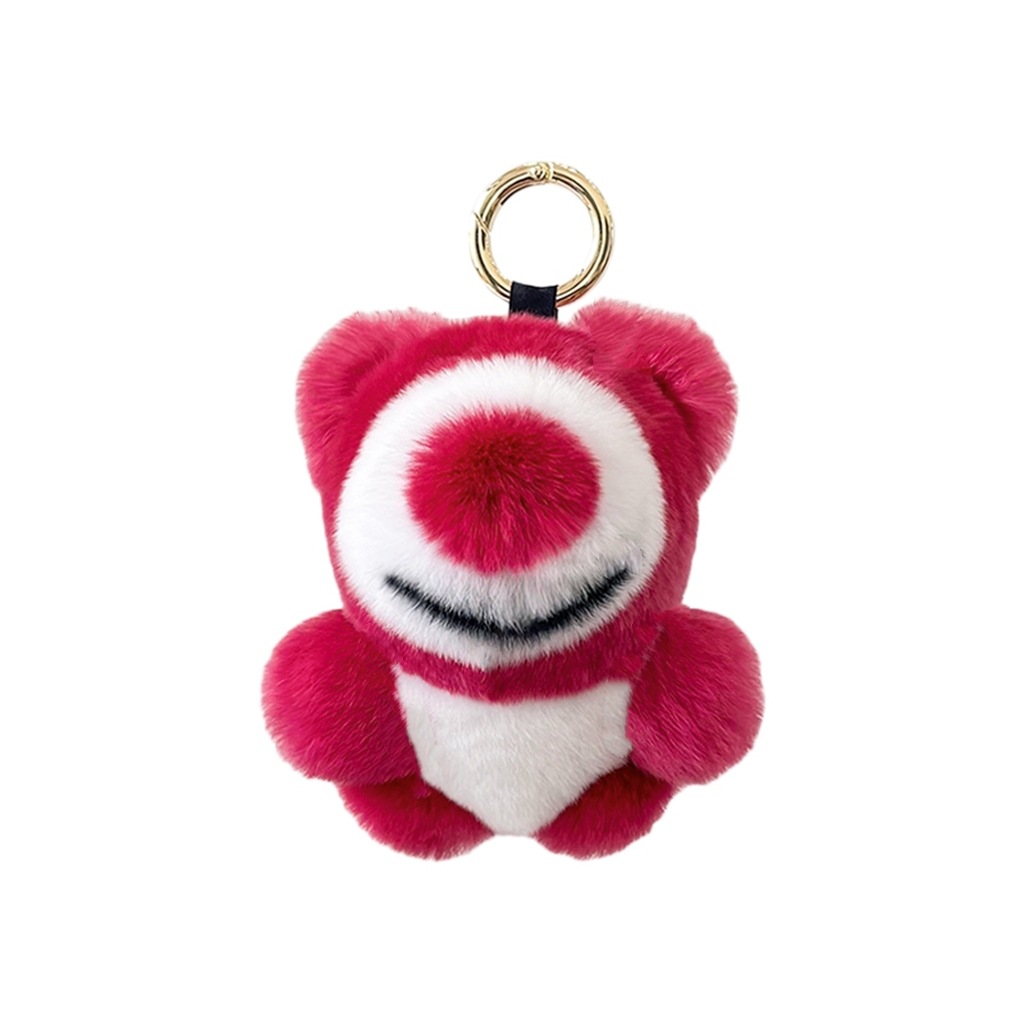 Real piel de conejo Rex fresa oso coche llavero colgante ins Internet celebridad felpa moda muñeca mochila bolsa adornos regalo