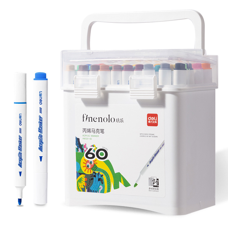 Deli HM331 acrílico marcador bolígrafo de acuarela de varilla triangular color apilable impermeable bolígrafo pintado a mano para niños