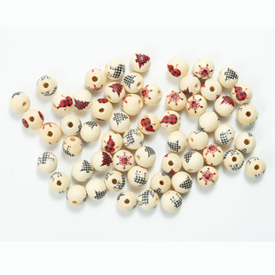 DJ source factory Christmas wooden beads colored wooden beads hemp rope tassel wooden beads string DIY accessories 2021.09 new products