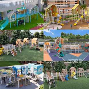 Kindergarten Outdoor Large Wooden Gallery Combination Wooden Slide Children's Non-Powered Amusement Equipment Non-Standard Facilities