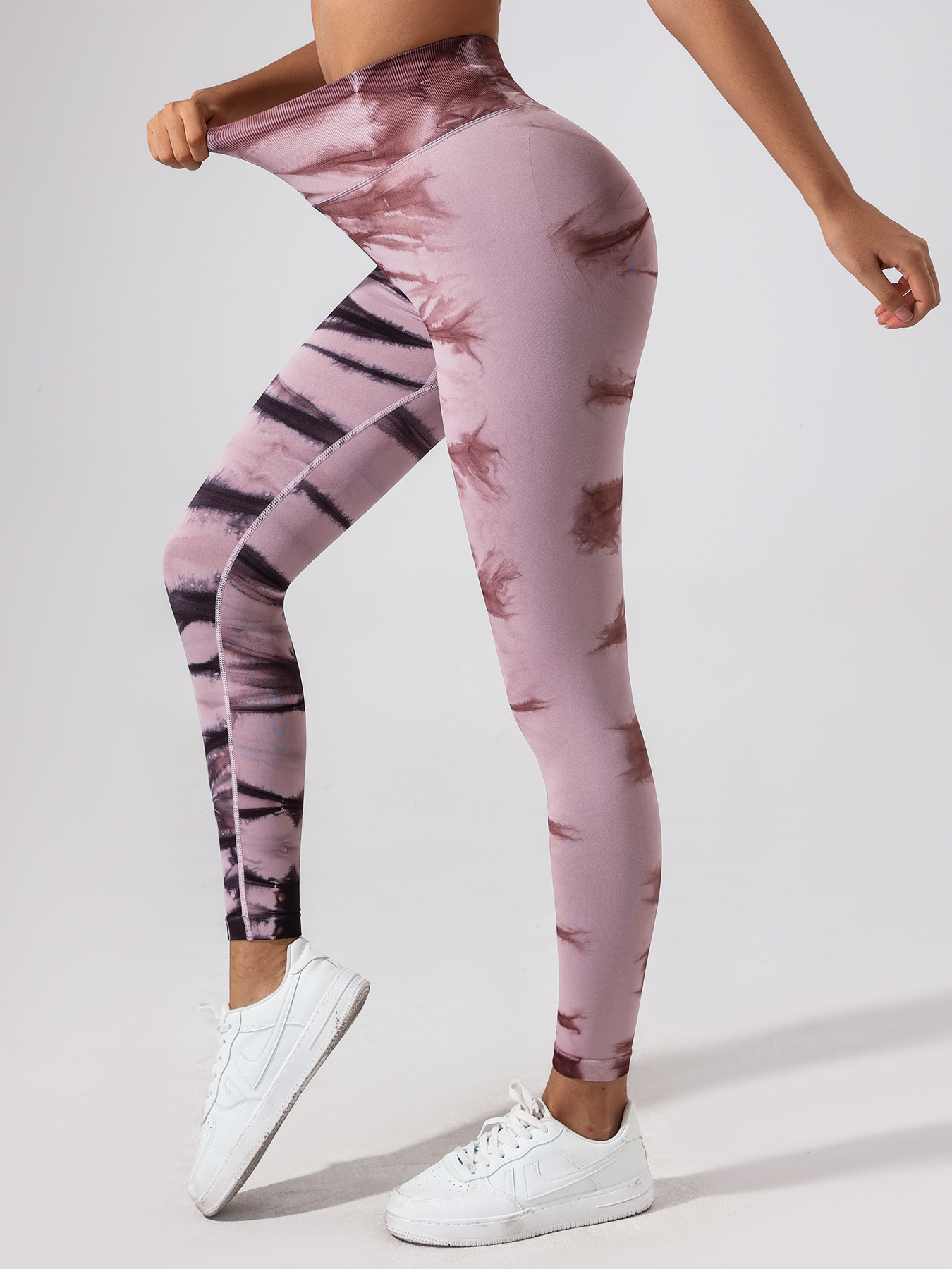 [Simplesity Tie Tie Tinting Pantalones Mujeres Honey Peach Hip Deportes Pantalones Long 300 Piezas] Moldeo de alta elasticidad