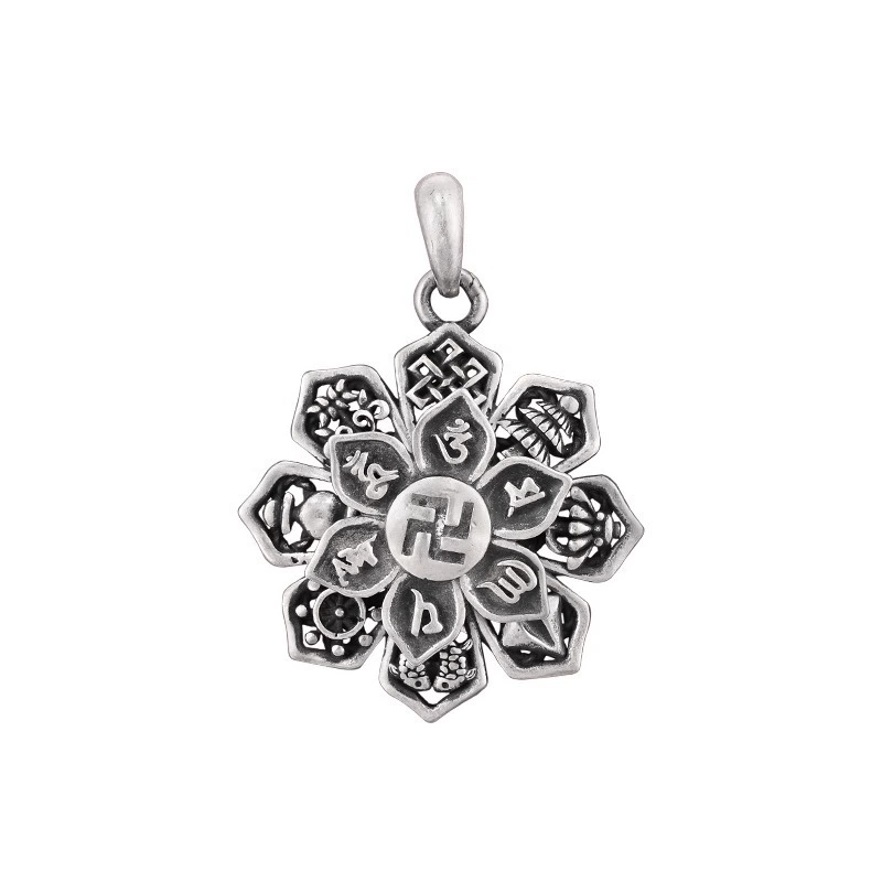 Retro ethnic pendant, silver 925 sample, ethnic style