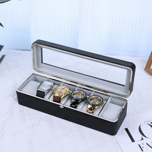 Dr. Dreux 6-Position PU Lined Metal Frame Watch Storage Box with Skylight Watch Display Case