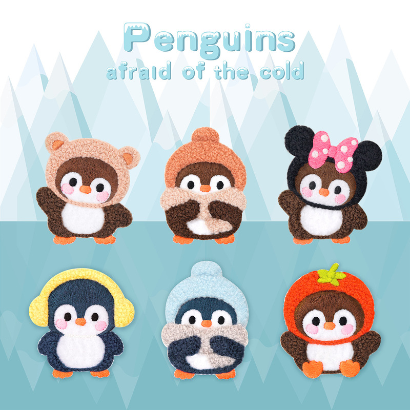 Manufacturer Supplies Cute Plush Penguin Embroider Cloth Scarf DIY Hat Gloves Clothing Accessories Manufacturer Wholesale