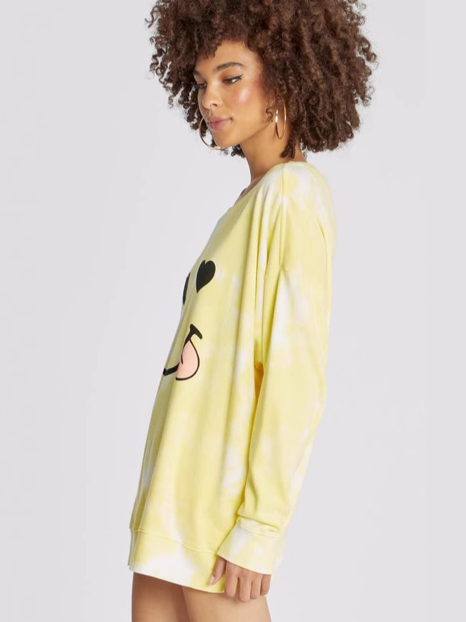 Comercio exterior camiseta falda mujer 2025 nuevo otoño invierno explosión casual impresión de teñido de atado coreano suelta delgado caracteres hogar