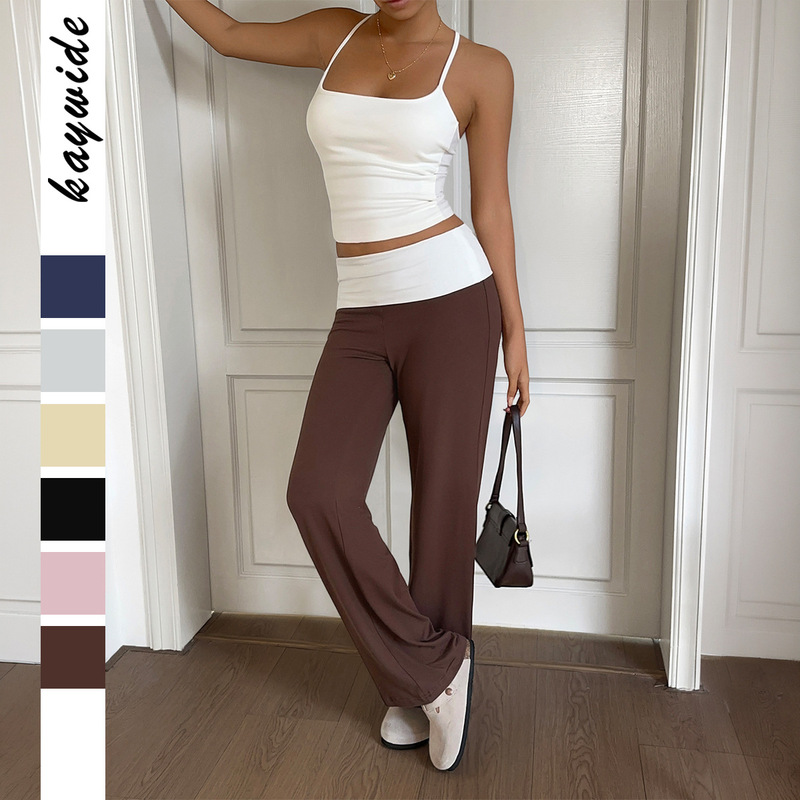 Diyun Cross-Border European and American Casual Sports Solid Color Yoga Long Pants Women's Clothing 2026 Summer Amazon Independent Site