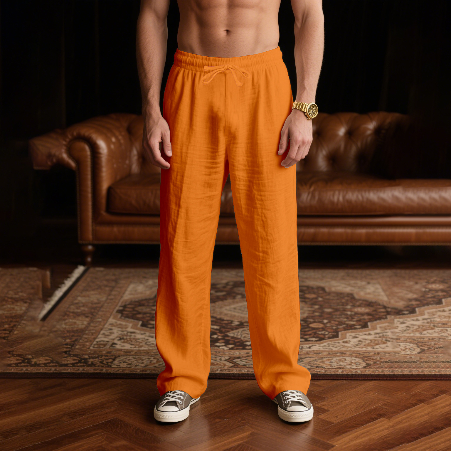 Cross-Border European and American New Loose Straight Casual Men's Breathable Pants in 12 Solid Colors, Comfortable Thin Sports Pants