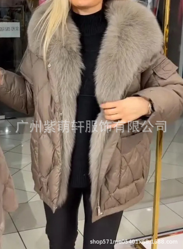 2025亚马逊秋冬新款跨境欧美时尚外贸女装气质优雅连帽中长款棉服|undefined