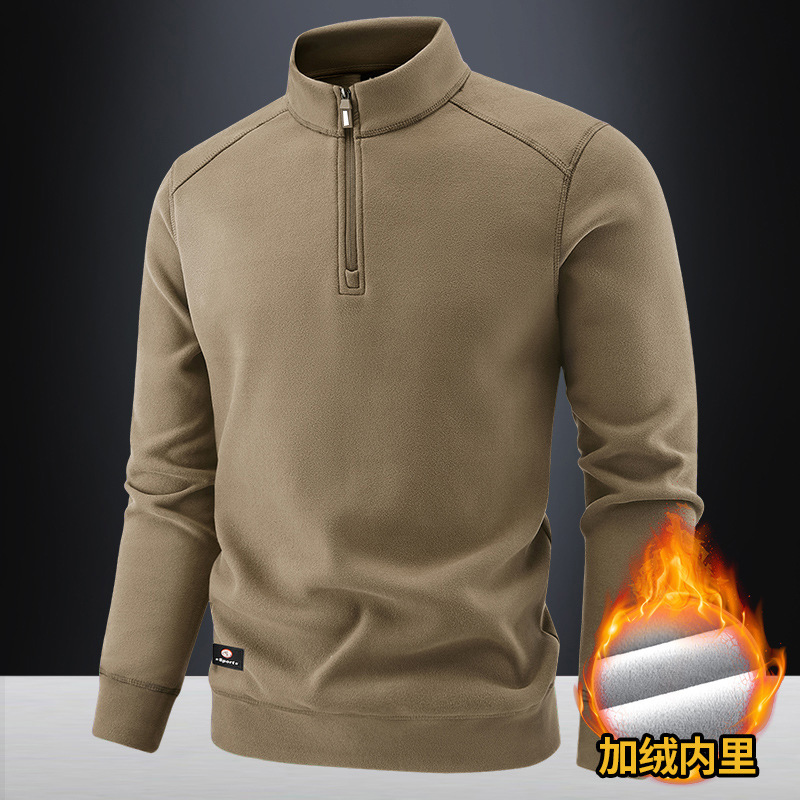 New Cross-Border Style Men's Thermal Fleece Sweatshirt for Autumn and Winter, Thickened and High-Quality, Large Size, Popular Coral Fleece Half-Zip Top New Cross-Border Style Men's Thermal Fleece Sweatshirt for Autumn and Winter, Thickened and High-Quality, Large Size, Popular Coral Fleece Half-Zip Top