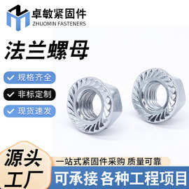 GB6177法兰螺母六角防滑镀锌螺母手拧带垫螺丝帽M3-M20