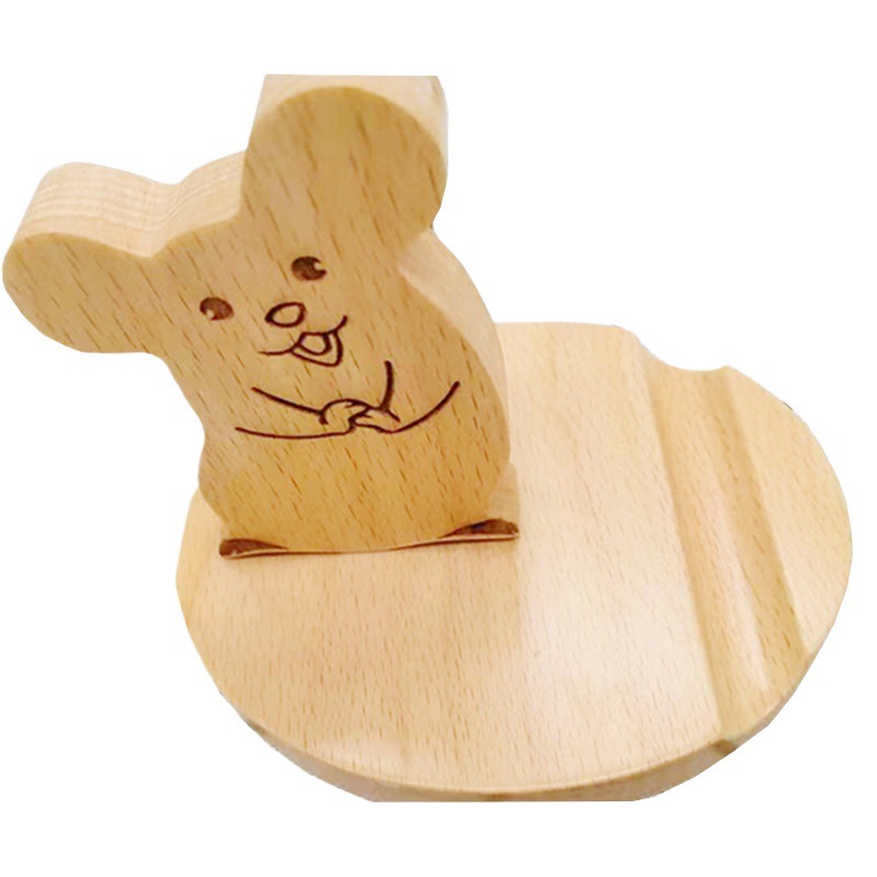 Soporte para teléfono móvil escritorio de madera perezoso popular creativo teléfono móvil soporte Escritorio de dibujos animados de madera teléfono móvil stand logo