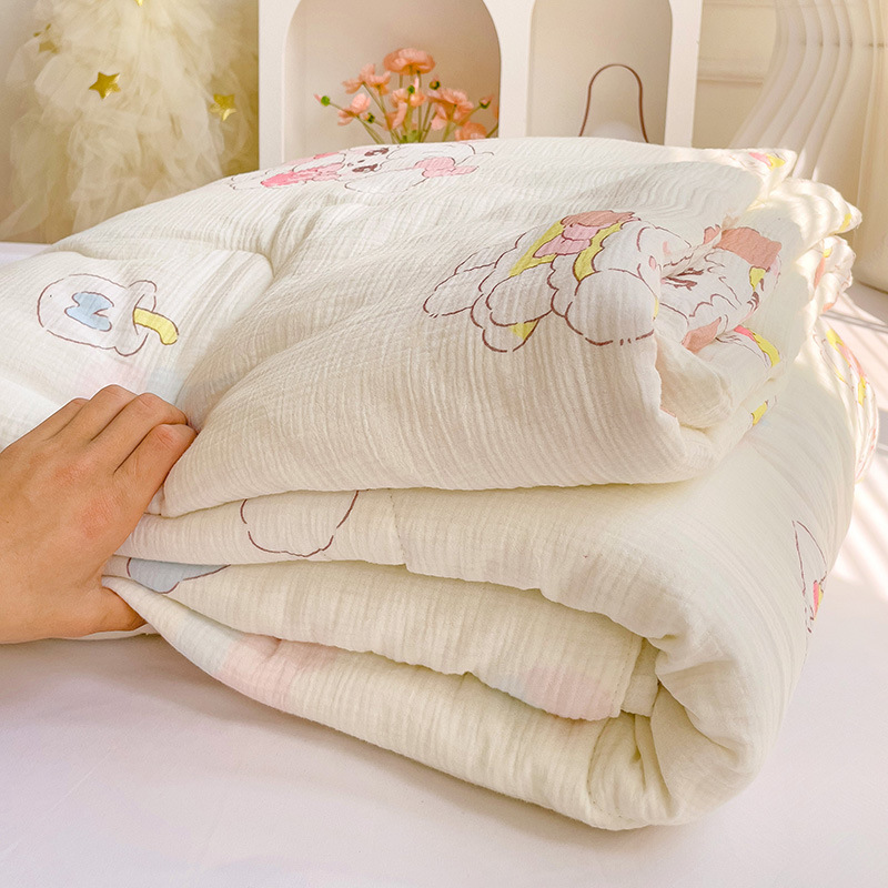 Edredón fresco de verano de hilo de doble capa de clase A, edredón de aire acondicionado para niños de verano, edredón fino de algodón no algodón doble, lavable a máquina