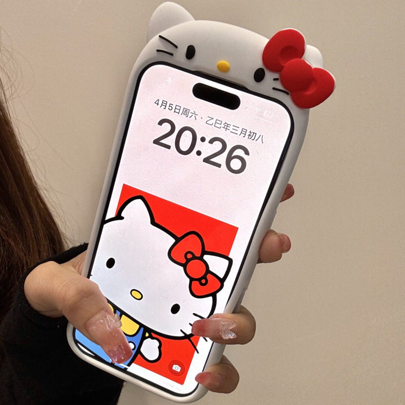 日韩可爱卡通趴趴hellokitty硅胶软壳适用苹果iphone16promax手机