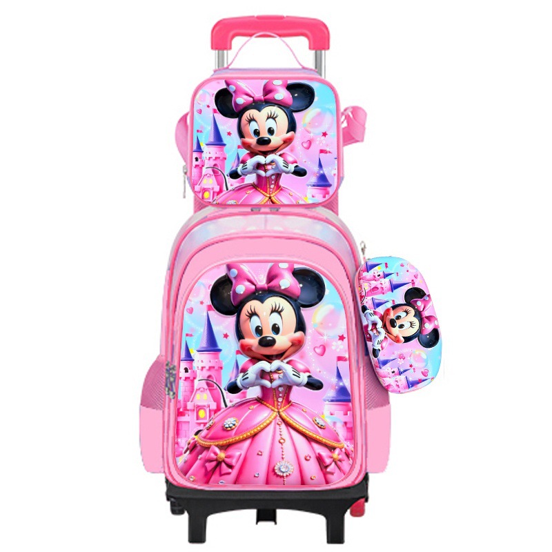 Export Trolley Mochila mochila con luz en la parte posterior para estudiantes de primaria de grado 1-6 nueva mochila de nailon de gran capacidad para subir escaleras