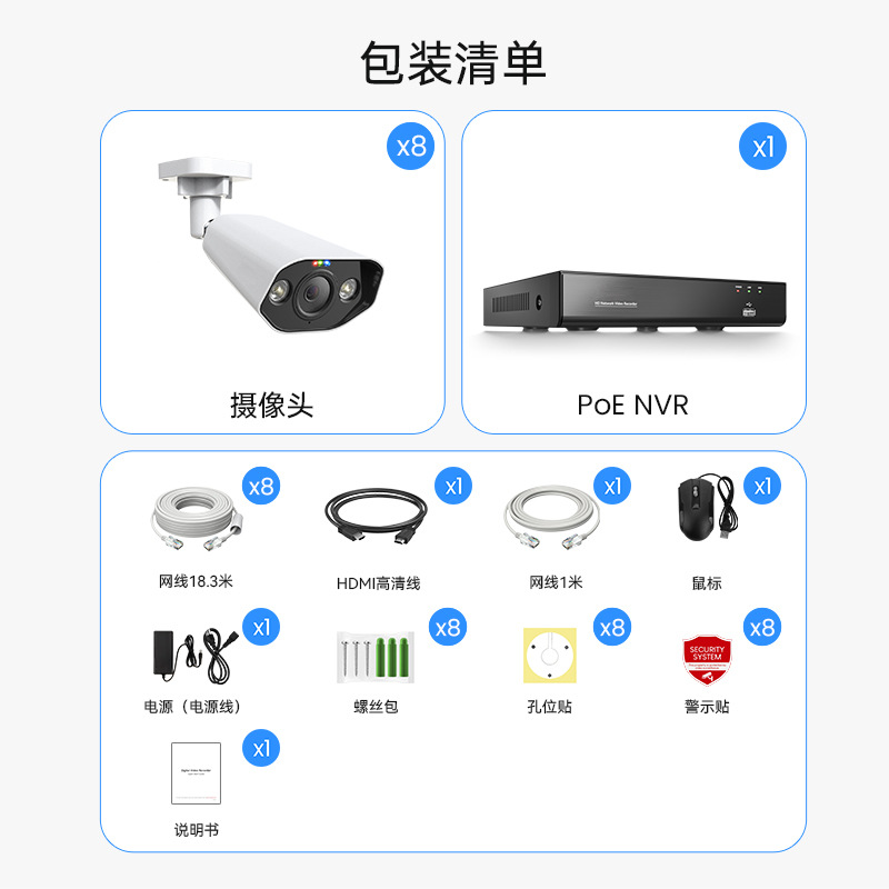 Zhoushi HD POE iç ve dış mekan kamera seti