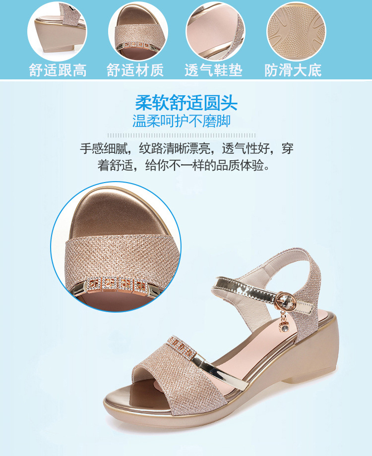 Sandal da thật nữ quai chữ V đế xuồng mềm, gót trung bình, phong cách thời trang đa năng, size lớn — màu đen chi tiết 6