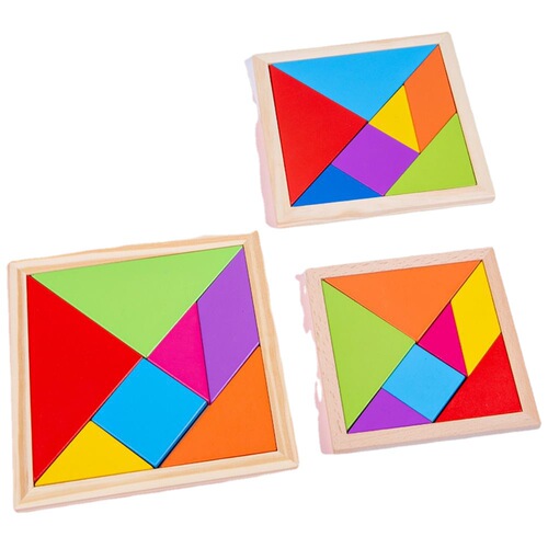 Tangram children's intellectual early education jigsaw puzzle logical thinking parent-child interactive wooden educational toy