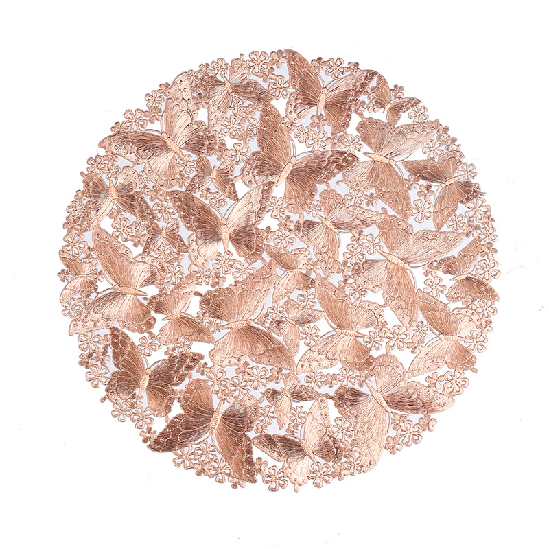 Diseño hueco de fábrica mariposa almohadilla impermeable a prueba de agua a prueba de aceite PVC almohadilla de taza de lujo ligera europea almohadilla de mesa INS almohadilla al por mayor