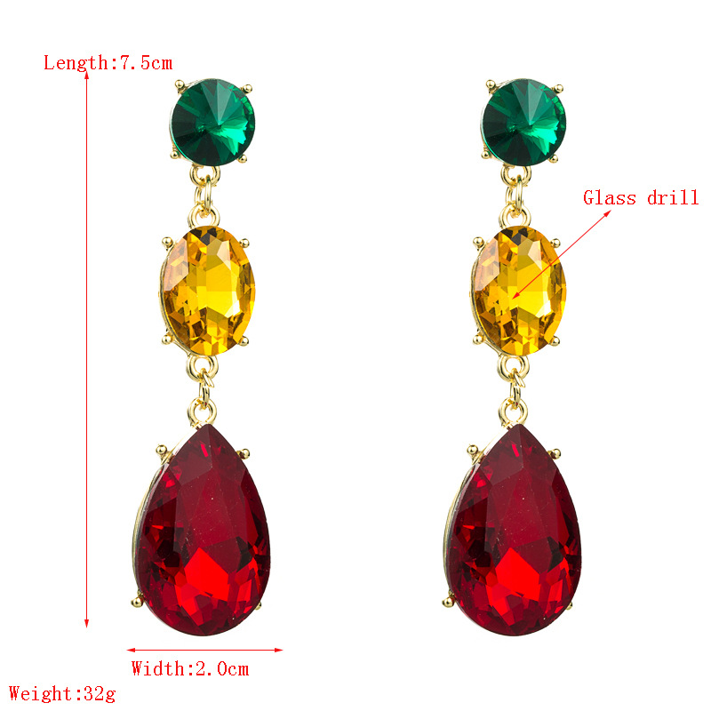 32g Weight Artificial Gemstones Inlay Material Fashion Geometric Diamond Alloy Artificial Gemstones Earrings