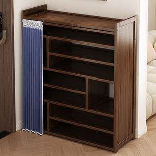 Simple Shoe Rack Multi-Layer Home Entrance Fully Enclosed Dormitory Solid Wood Integrated Storage Rack Dust-Proof Shoe Cabinet
