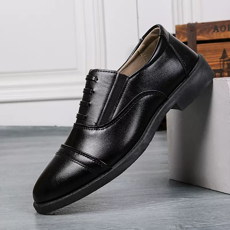 新款皮鞋男中年商务休闲皮鞋日常透气男士皮鞋一脚蹬爸爸皮鞋男款