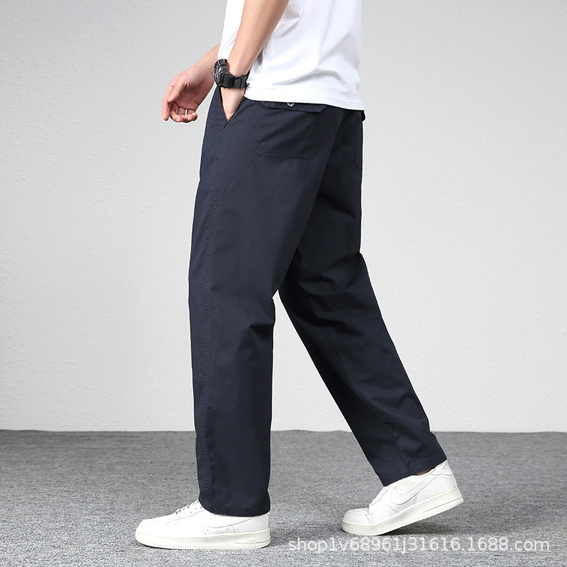 Pantalones casuales de los hombres de Zoruan pantalones de los hombres de primavera pantalones sueltos rectos de mediana edad pantalones elásticos de algodón Pantalones