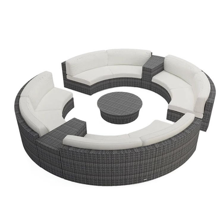 Sofá de exterior para patio, villa, jardín, conjunto de ocio en forma de arco, de aleación de aluminio, impermeable, resistente al sol, de ratán, para uso doméstico