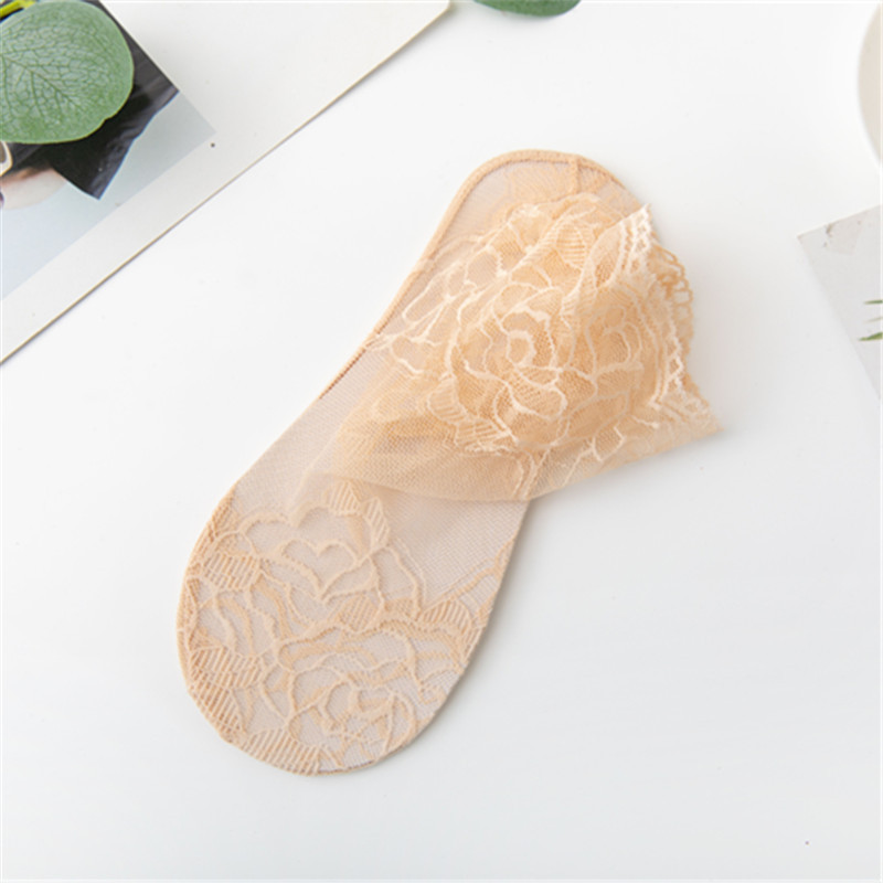 Calcetines del barco de las mujeres calcetines de encaje fino de verano calcetines invisibles de malla de algodón de color sólido calcetines de encaje grande rosa