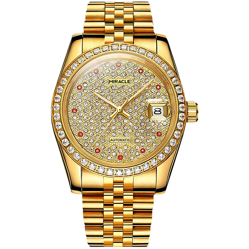 Đồng hồ nam automatic lộ máy dây thép Bounty Era-9016 — đai thép vàng, dải thép bạc