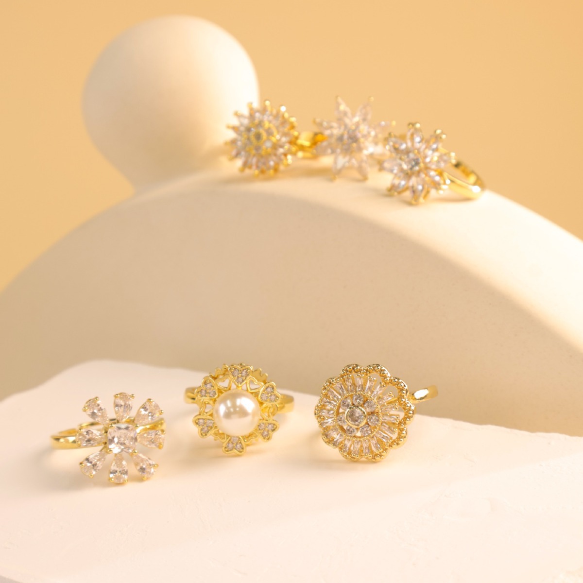 戒指女不掉色精美花朵戒指小众设计简约可调节戒指新款高级感配饰