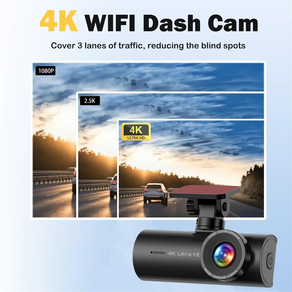 Cross-Border 4K Driving Recorder Front and Rear Dual Camera Wifi Ultra-High Definition Night Vision 24H Parking Monitoring Gps Reversing Image