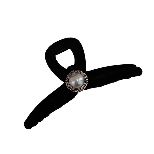 Black hair clip for the back of the head, large pearl hair clip,  new style velvet shark hair clip, hair accessory