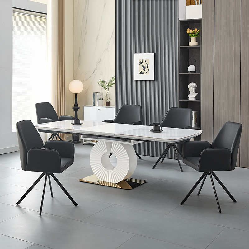 Mesa de comedor de tabla de roca retráctil plegable nórdica de lujo ligero de alta calidad MDF mesa de comedor plegable