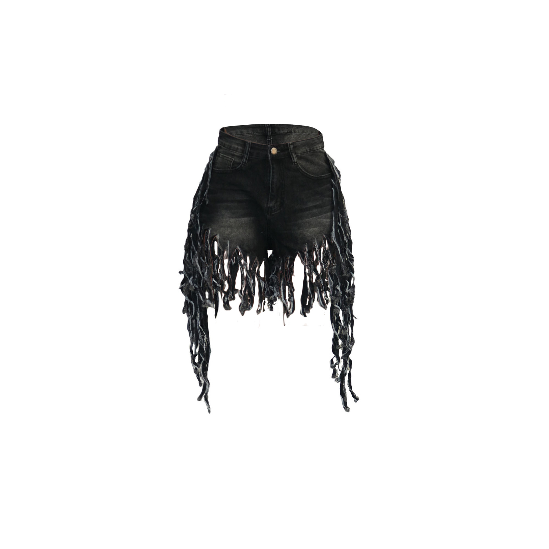 Women's Daily Casual Solid Color Shorts Tassel Jeans display picture 4