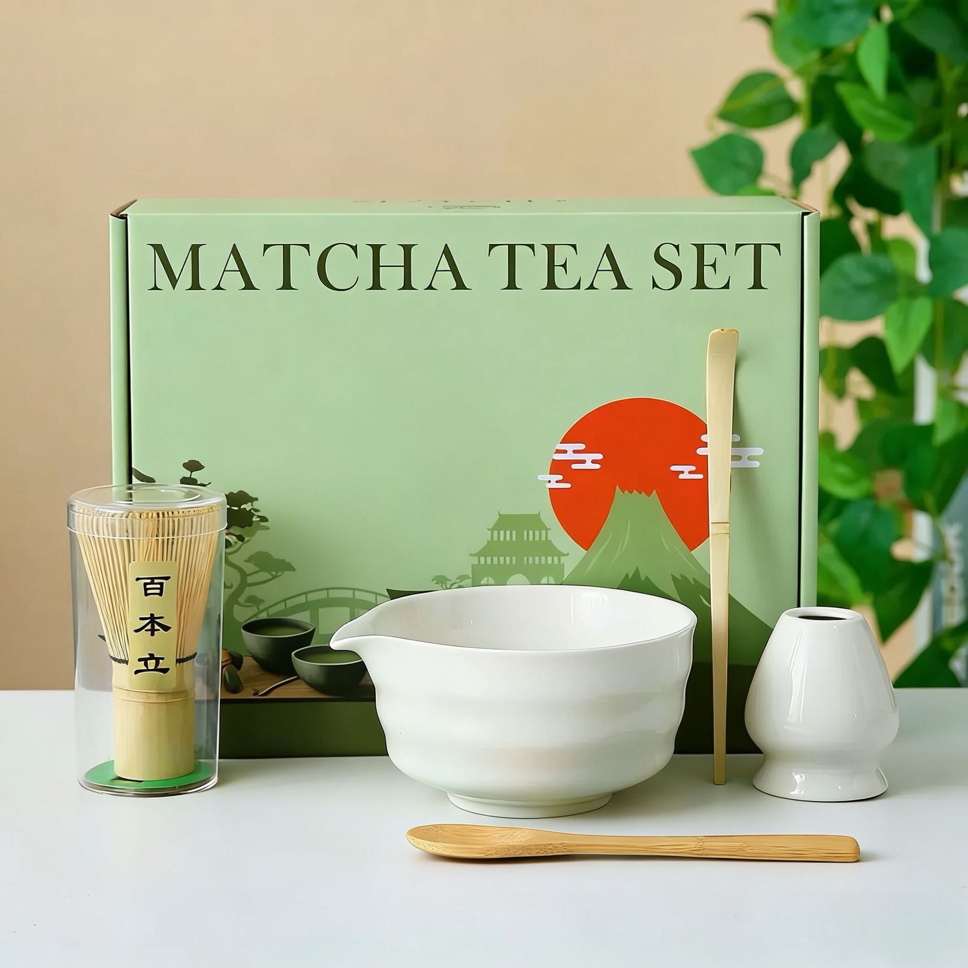 Transfronterizo exclusivo para el set de té Matcha japonés caja de regalo de té Matcha cepillo de té de 100 libros de té Matcha de la dinastía Song