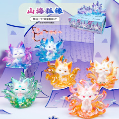 山海狐缘盲盒树脂工艺品家居摆件卡通狐狸公仔办公桌面装饰摆件