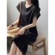 Japanese and Korean Style Casual Summer plus size Flying Sleeve dress French Style Anti-running Loose Niche Mid-length T-shirt Dress for Women