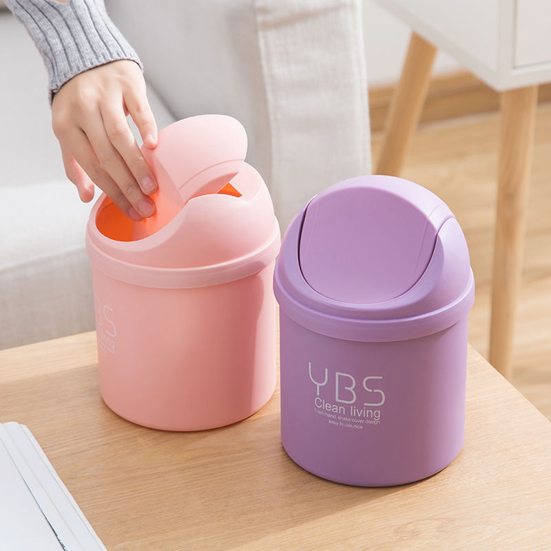 [Desktop Trash Can] Mini Creative Covered Home Office Small Bedside Bedroom Living Room Kitchen Garbage