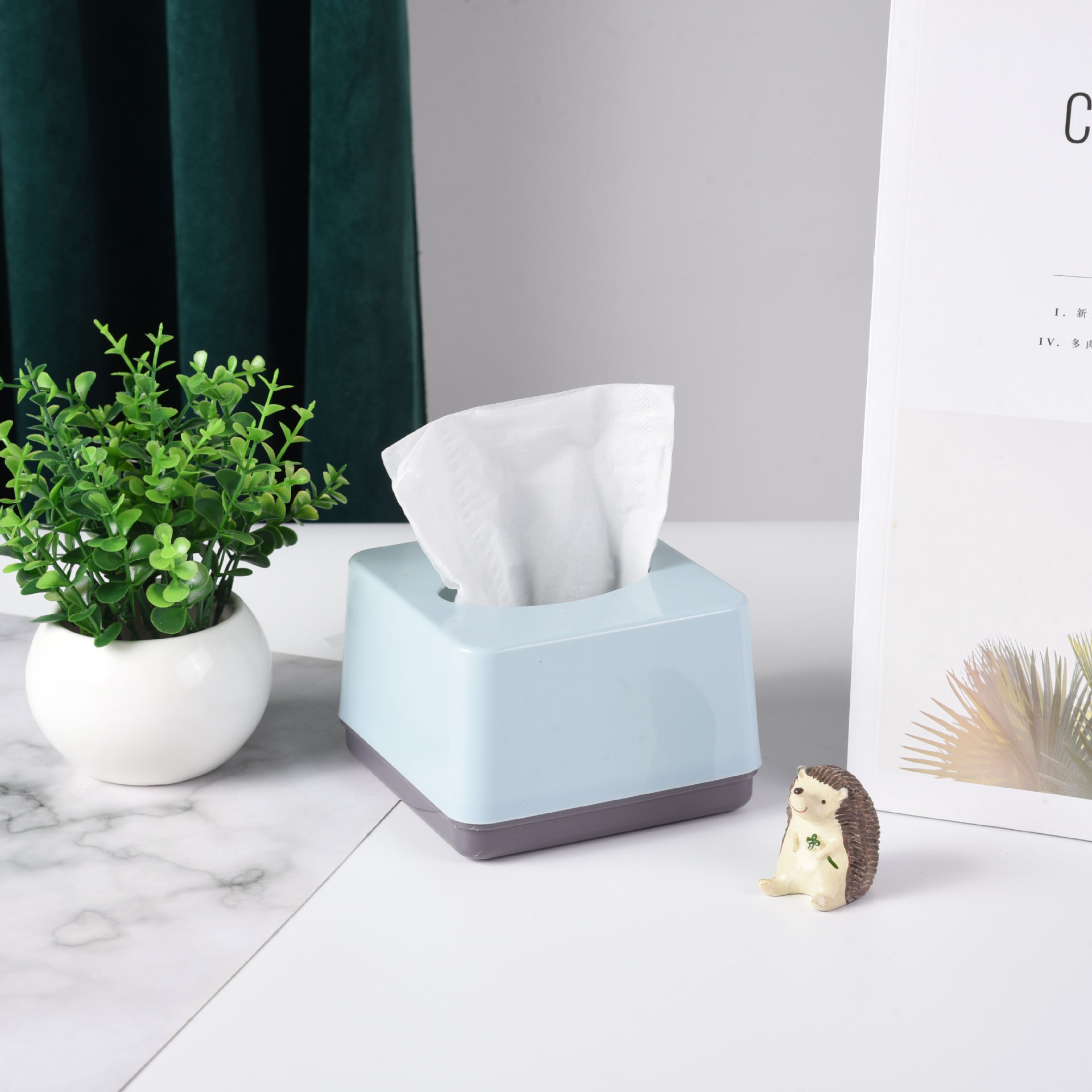 Color nórdico engrosado tamaño pequeño tejido caja personalizado restaurante servilleta caja hogar sala de estar caja de tejido creativo personalizado