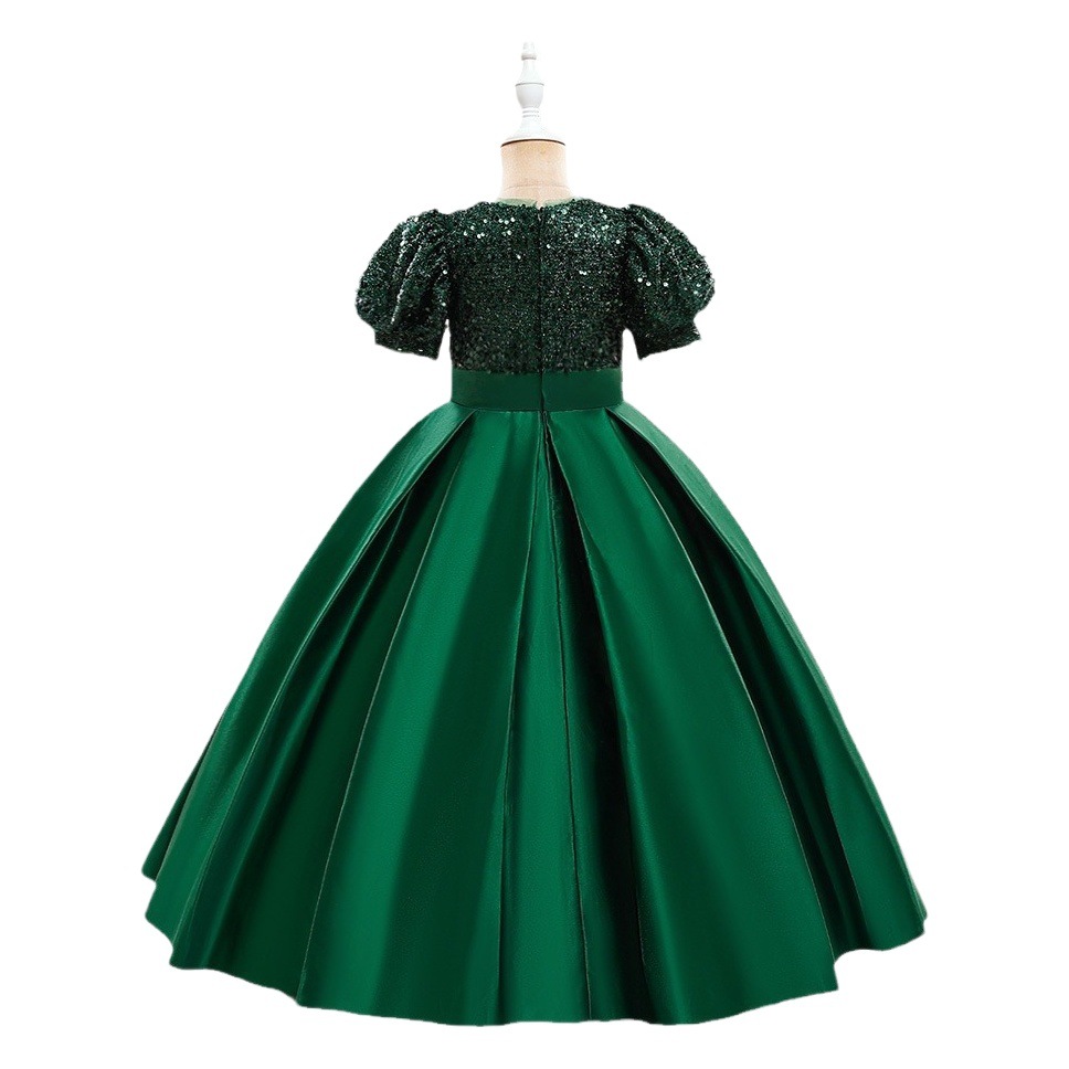 2024 europeo y americano nuevos niños vestido largo princesa Vestido de satén de la boda flor vestido de los niños de las niñas vestido de noche de estilo occidental