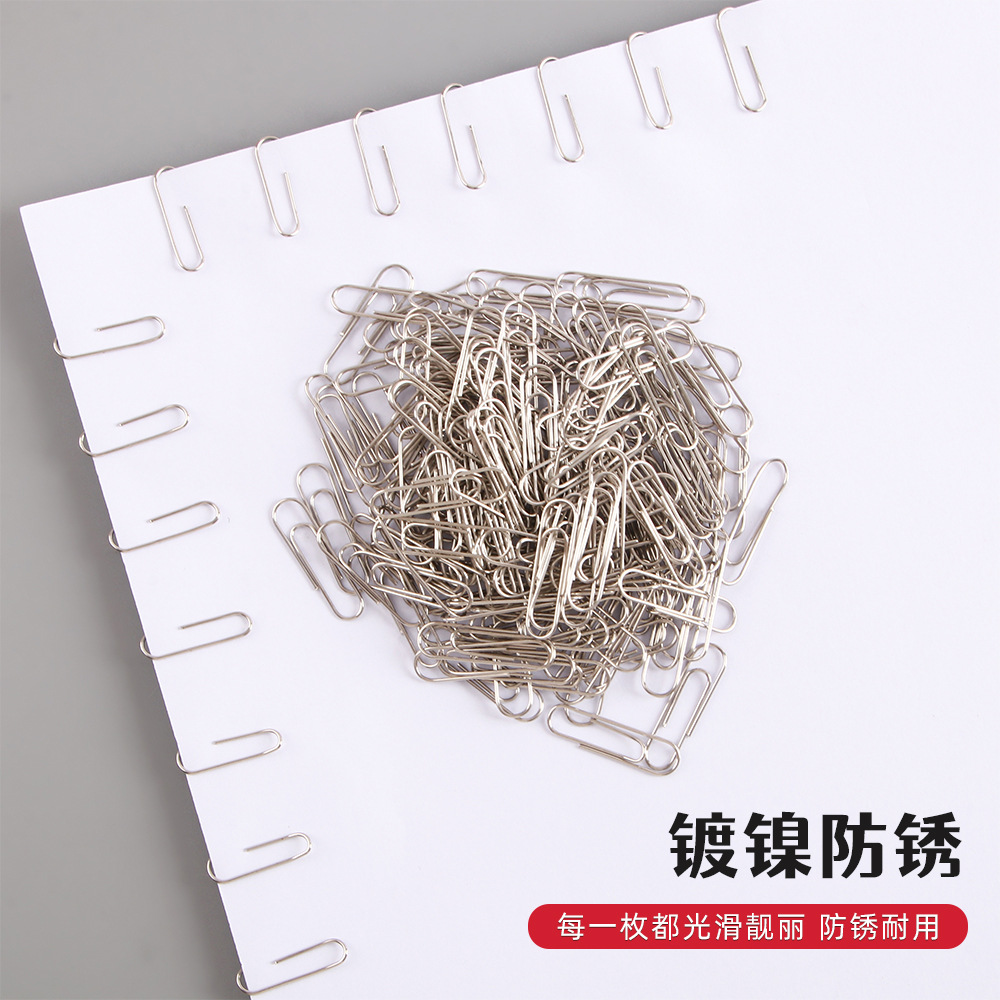 Papelería de oficina clips de metal personalizados níquel chapado clip clip clip clip accesorios caja 80 piezas al por mayor